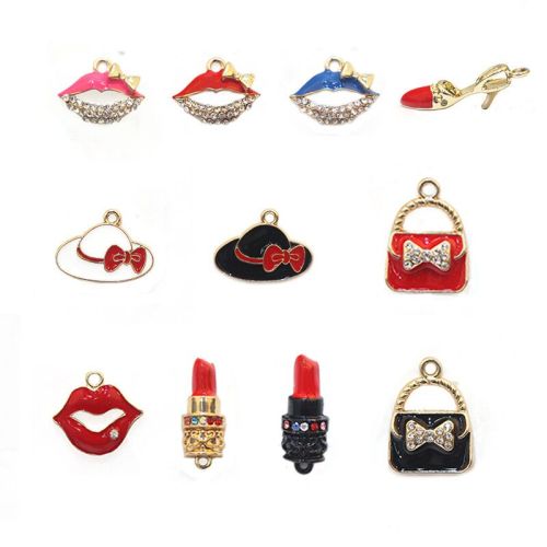 Rhinestone Lip Lipstick Charms