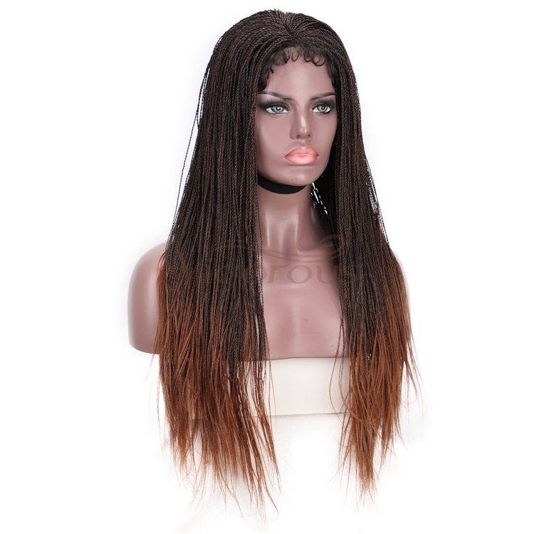 Vigorous Long African High Temperature Synthetic Ombre Twist Braided Lace Front Wig Braid Hair for Black Women