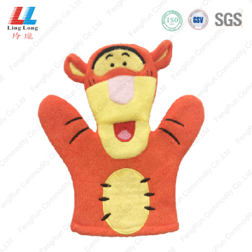 Lovely orange kids bath gloves