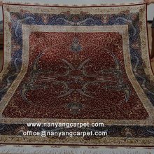 8'x10' Red Hand Knotted Oriental Kashmir Carpet