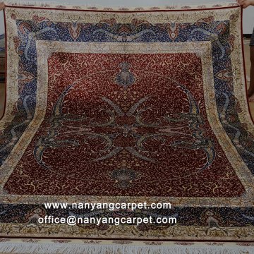 8'x10' Red Hand Knotted Oriental Kashmir Carpet