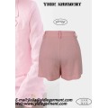 Los pantalones cortos plisados ​​de lino de cintura alta para mujeres