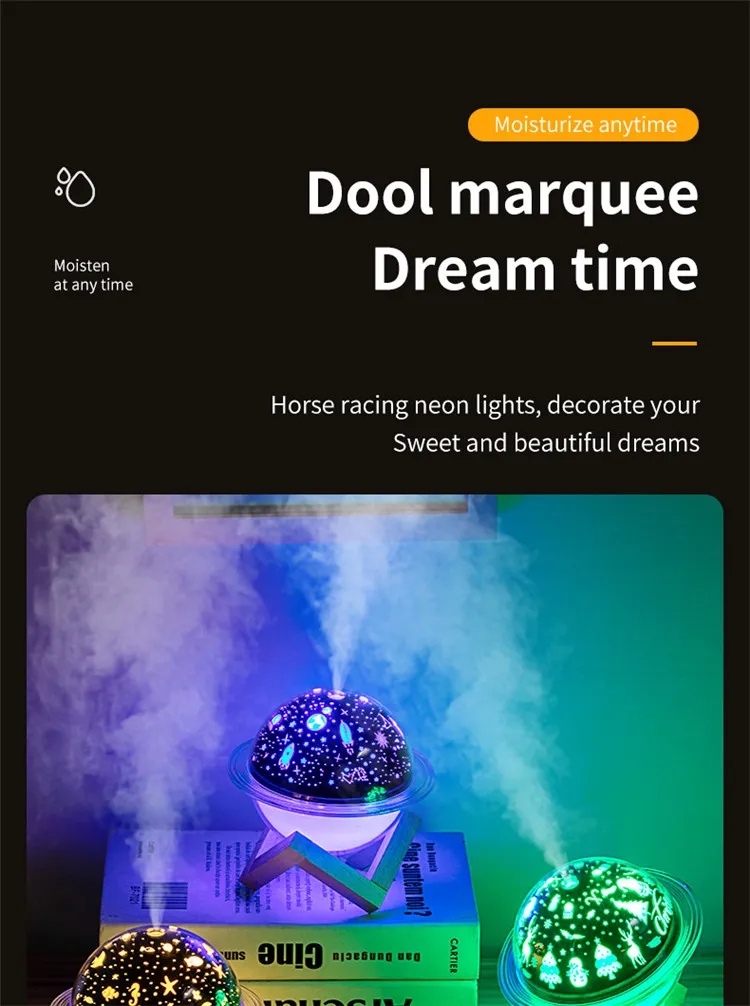 Planet Night Light Humidifier, USB, with Bracket, Humidifier