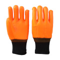 Hi-Vis Orange PVC Handschuh Sandy Finish Knt Wirst