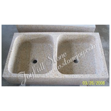 Two Vessel Travertine Kitchen Sink with 2 hole