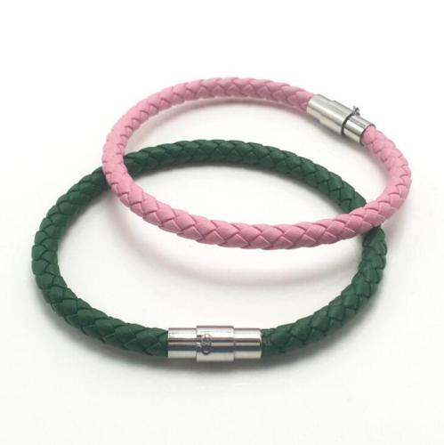 Fashion Women Colourful Leather Jewelry Stainless Steel Bracelet