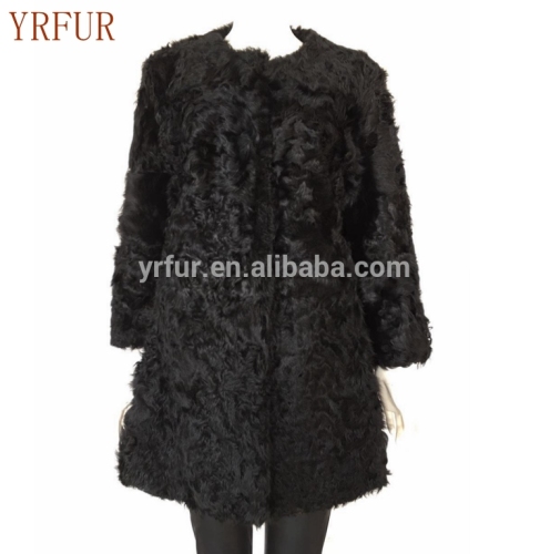 YR348 Genuine Kalgan Lamb Fur Coat/Women Long Sheep Fur Jackets