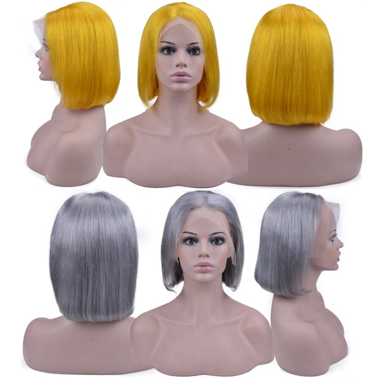 Best Selling 2019 Raw Virgin Indian Cuticle Aligned Coloured Cheap Human Hair Lace Front  Bob Wig