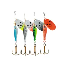 4 Colors Pesca Bass Lure Spinner Baits Metal Vibrax Fishing Spoon Lure with Treble Hooks