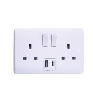 2 GANG SWTCHED SOCKET WITH TYPE A&C USB