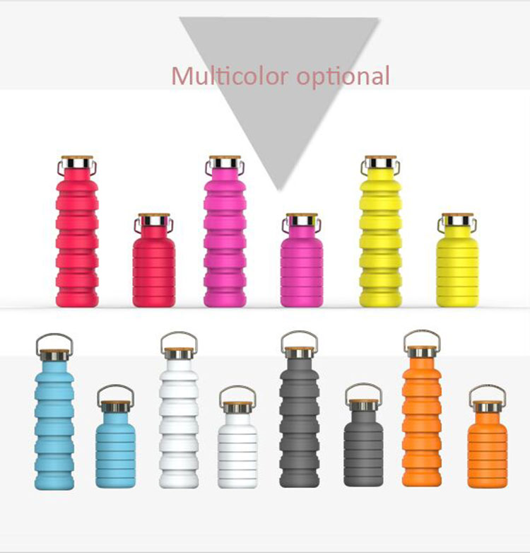 Food safe reusable silicone foldable water bottle wholesale