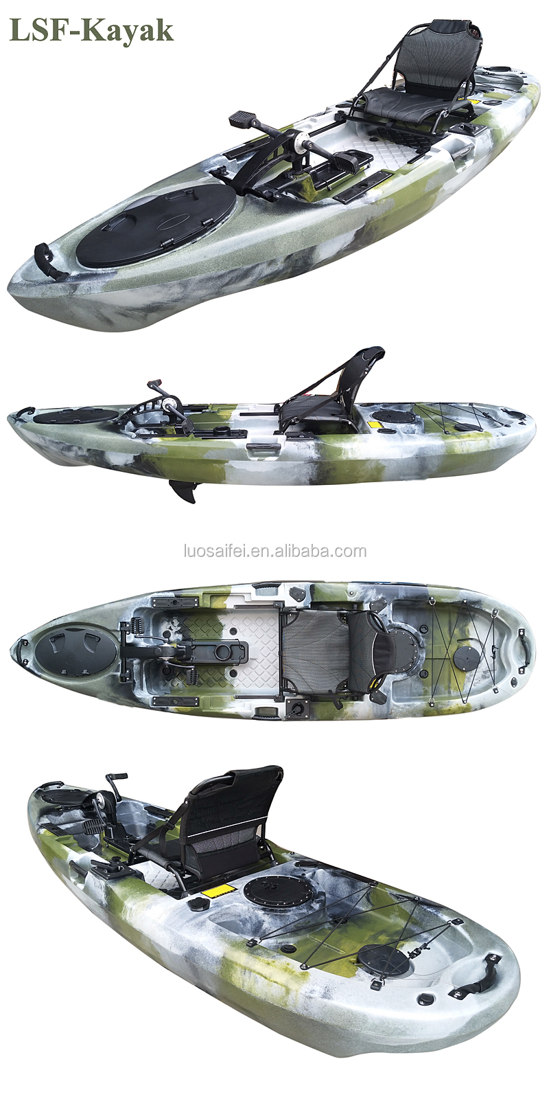 China OEM wholesale hot sale clear foot pedal double ocean fishing kayak with paddle and kayak accessories