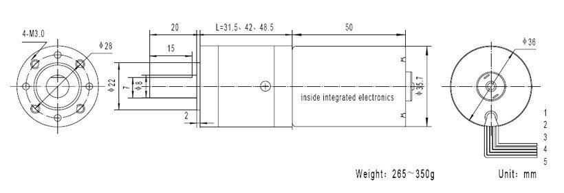 GMP36-TEC3650 12v high torque brushless dc gear motor for roller blind