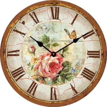 Flowers and Butterfly Glass Gift Clock