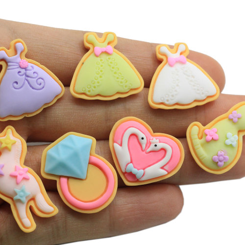 Resin Heart Horse Dress Biscuit Bread Food Flatback Cookies Flat Back Cabochon Kawaii DIY Craft Decoration Miniatura