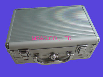 Silver Abs Panel Aluminum Cosmetic Cases / Makeup Cases With Mirror