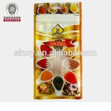 Self-standing plastic spice bags/pouches with zipper manufacturer