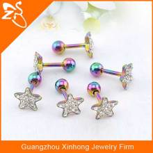 crystal star pvd plating cartilage earrings jewelry tragus piercing