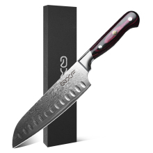 High End 67 Layer Damascus Steel 7'' Santoku Knife with Pakkawood Handle