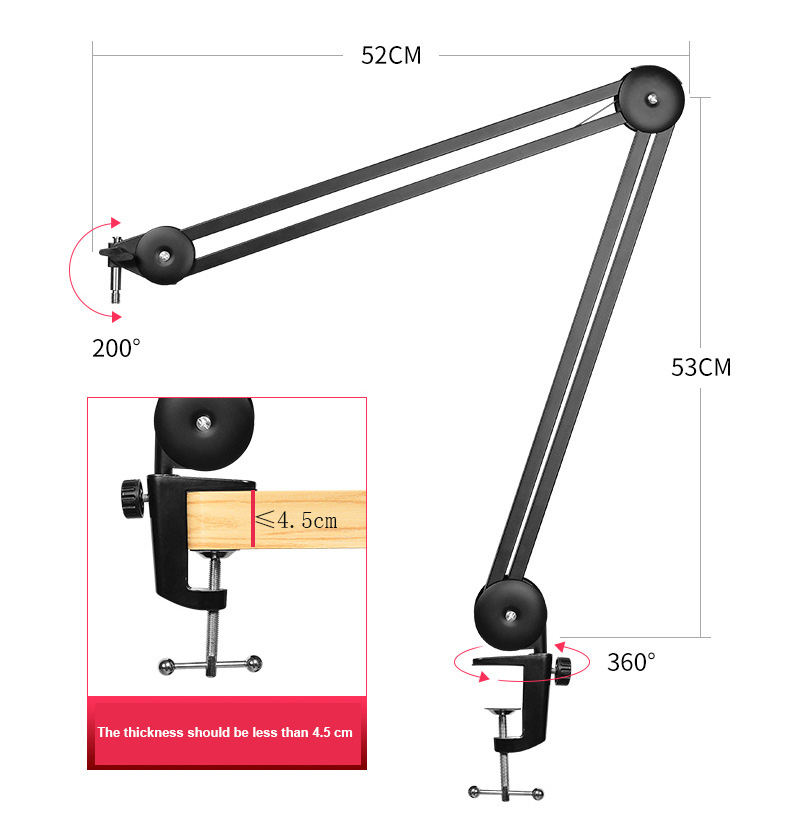 High Quality Sturdy Telescopic Booms Studio Mic Stand Scissor Arm For Blueyeti Snowball