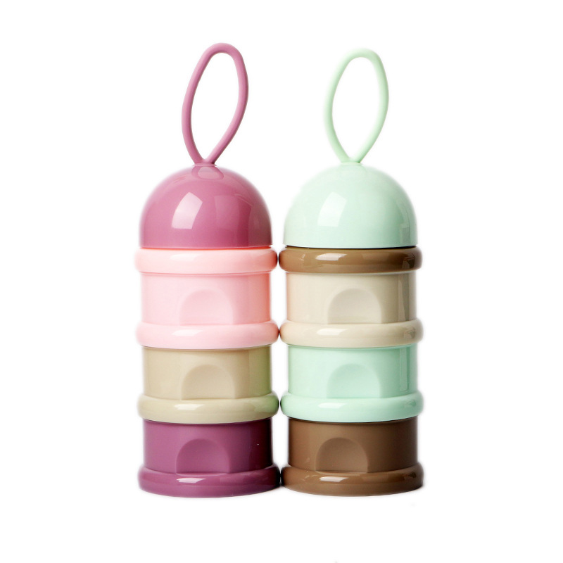 Three-layer plastic milk powder box formula dispenser portable baby food storage milk powder container