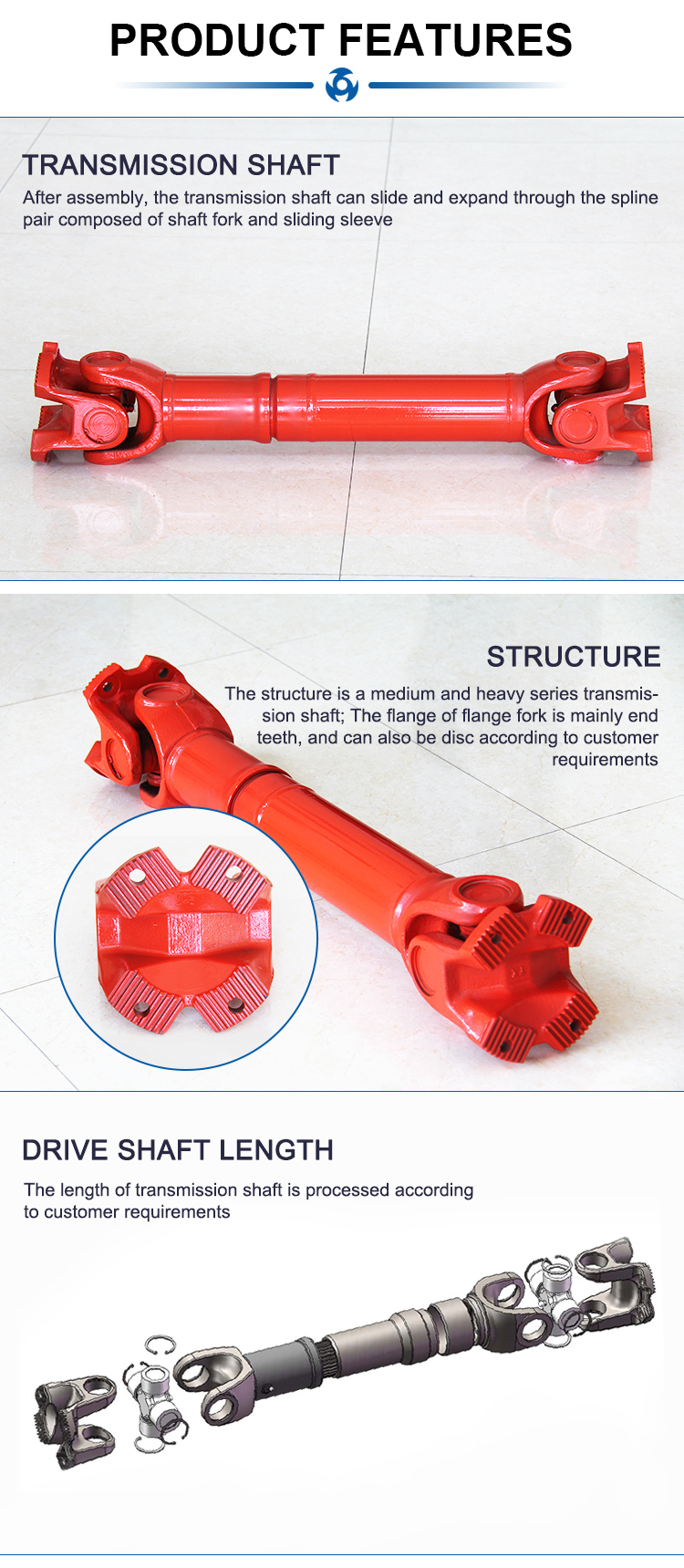 Large Carrying Capacity Transmission Shaft Telescopic Nonconstant