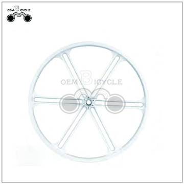 Widely used white 6 spoke bicycle wheel