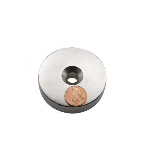 Round rare earth hard magnet with countersunk hole