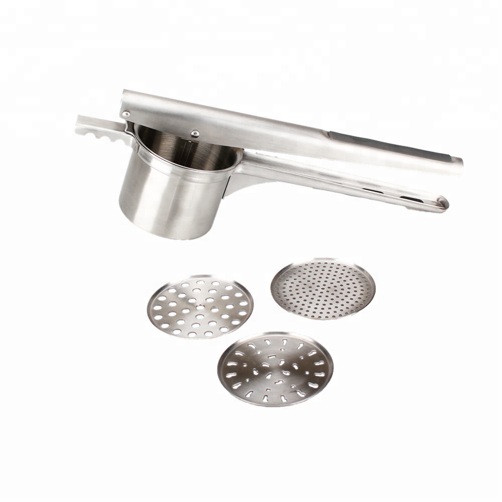 Stainless Steel Potato Ricer With 3 Interchangeable