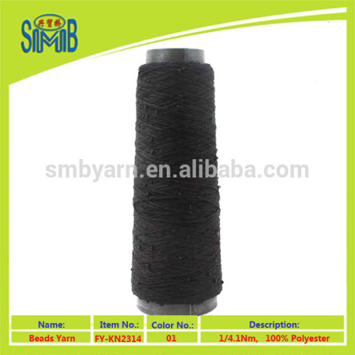 Oeko-Tex textlies competitive price black beads yarn for knitting knitwear, 100% polyester beads yarn for knitting