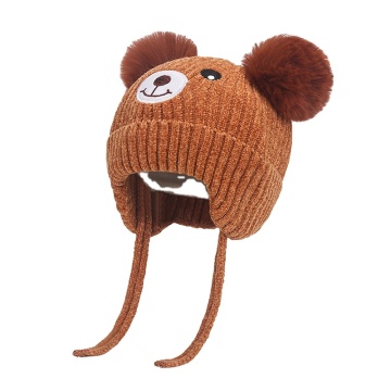 Winter Warm Bear Shape Knitted Beanie Hat for Infants and Babies