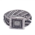 2015 mode kleur Diamond Quadrate metalen Bangle horloge