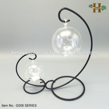 Hebei Factory Clear Glass Candle Holder Hanging Ball