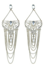 Silver Jewelry Silver Drop Earring with Diamond