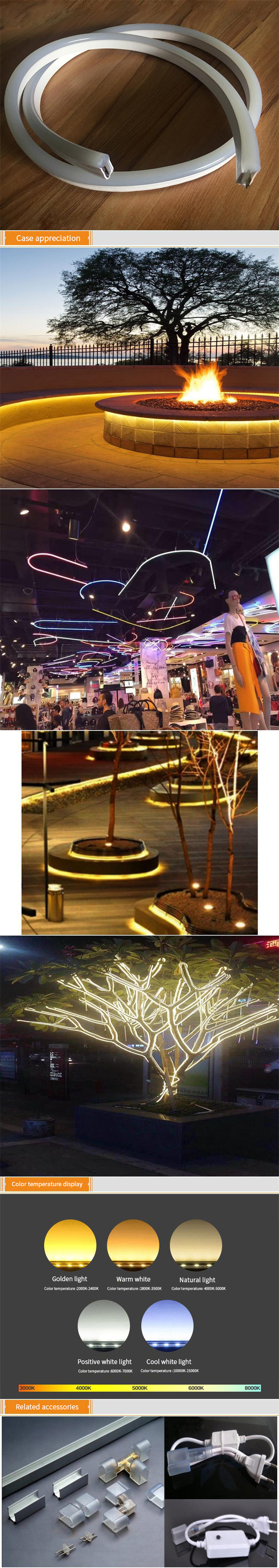 220v Neon Rope Lights Ip65 Waterproof Flex Multi Color Changing Outdoor Lighting RGB 7*14 Neon Led Rope Light Strip
