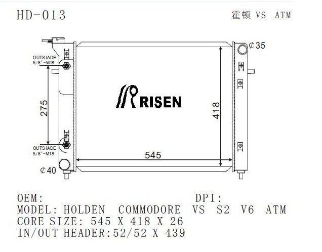 Car Radiator for Holden Commodore Vs S2 V6 ATM