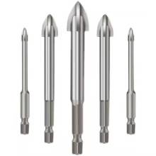 Hex and Round Shank Cross/Single Carbide Tip Drills for Glass, Ceramic, and Tile