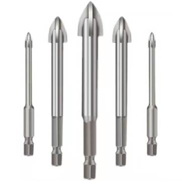 Hex and Round Shank Cross/Single Carbide Tip Drills for Glass, Ceramic, and Tile