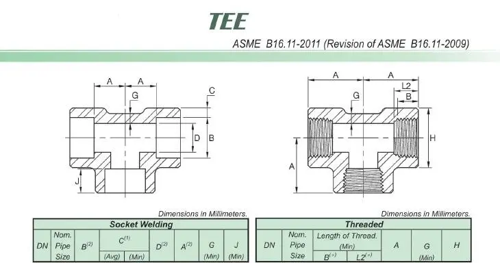 Stainless Steel Tee 3000lb 304 316