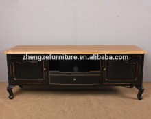 Reclaimed oak black tv console