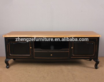 Reclaimed oak black tv console