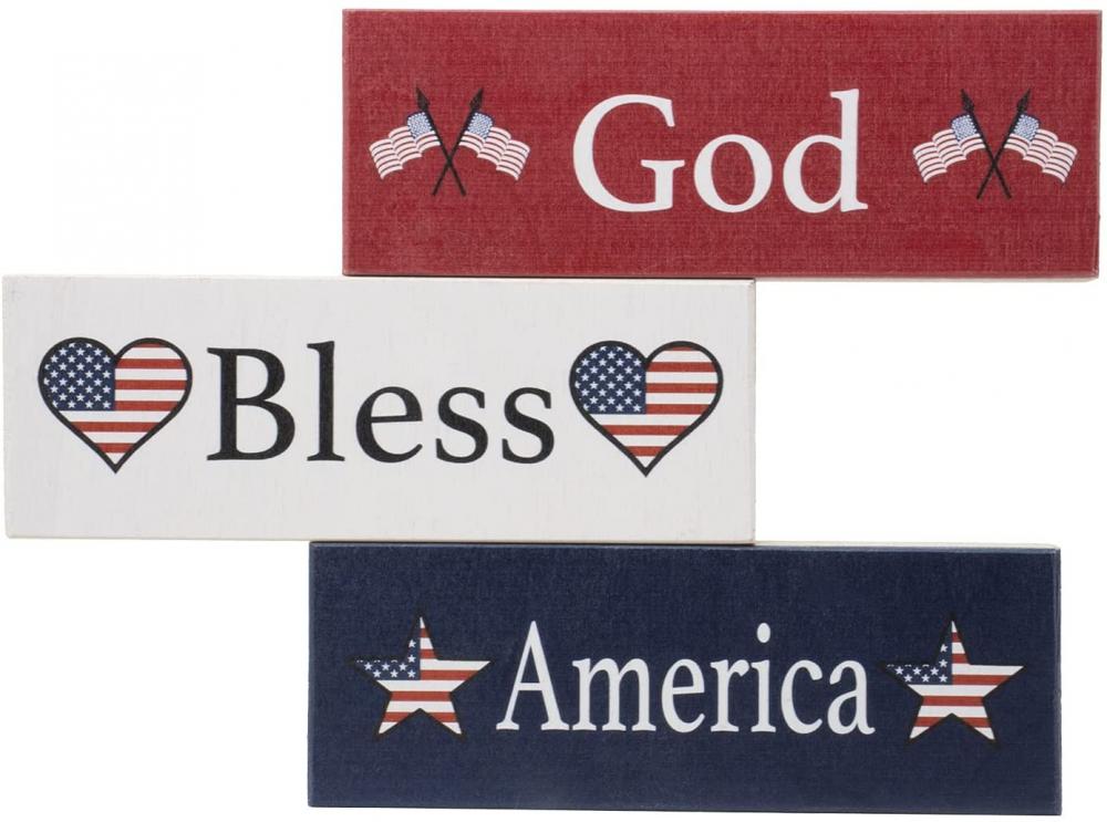 Dio benedica i blocchi di legno dell&#39;America