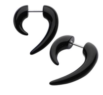 Black Acrylic Taper Plugs Fake Ear Spiral