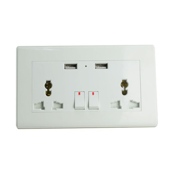 Toma de pared de puertos USB doble Interruptor y enchufe