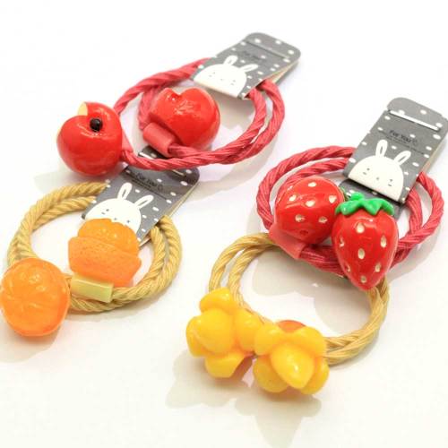 Nuevo Kawaii Baby Elastic Hair Band Strawberry Orange Apple Mango Fruit Decoration Elastic Hair Tie Titulares de cola de caballo