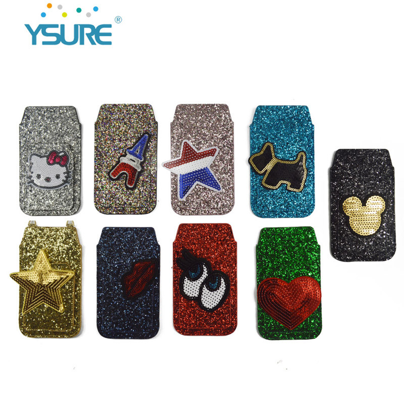 New Style bling Lovely leather case for Phone 4.7 following with Universal Pouch