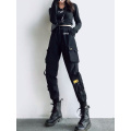 Women's Overalls Black Pants Punk Style Custom Wholesale