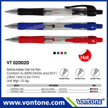 Retractable gel ink pen for promotion