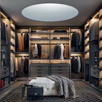 MOONTOP Modern Wooden Walk-in Closet System - Bedroom Furniture Wardrobe Closet