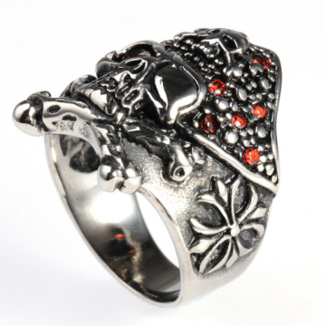 CZ jewelry Biker men ruby Skull Ring